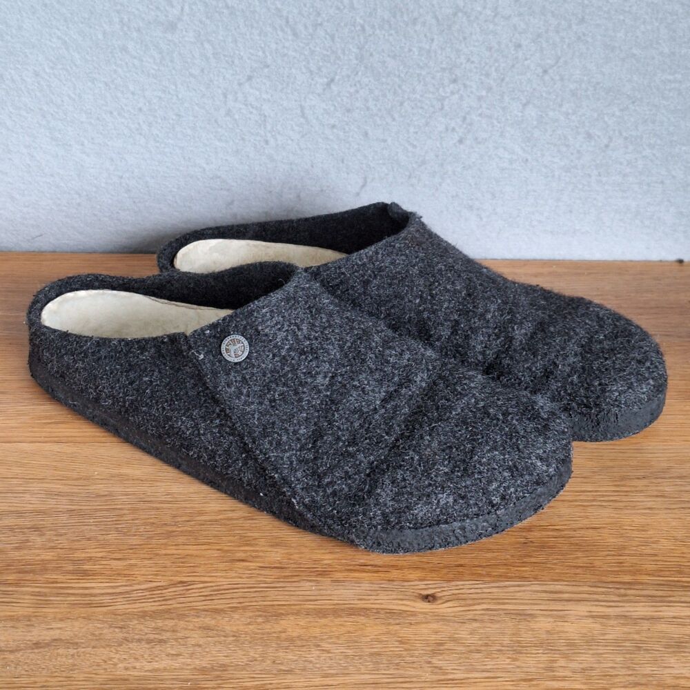 Birkenstock Zermatt Slippers Men Wool Felt Shearling Charcoal EU 45 US 12